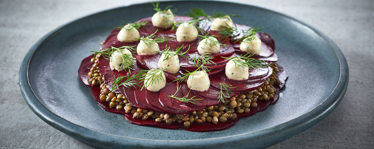 Anicialinser med marinerede rødbeder og Sølvræv