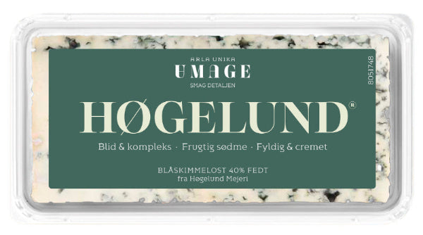 Billede af osten Høgelund i sin grønne emballage